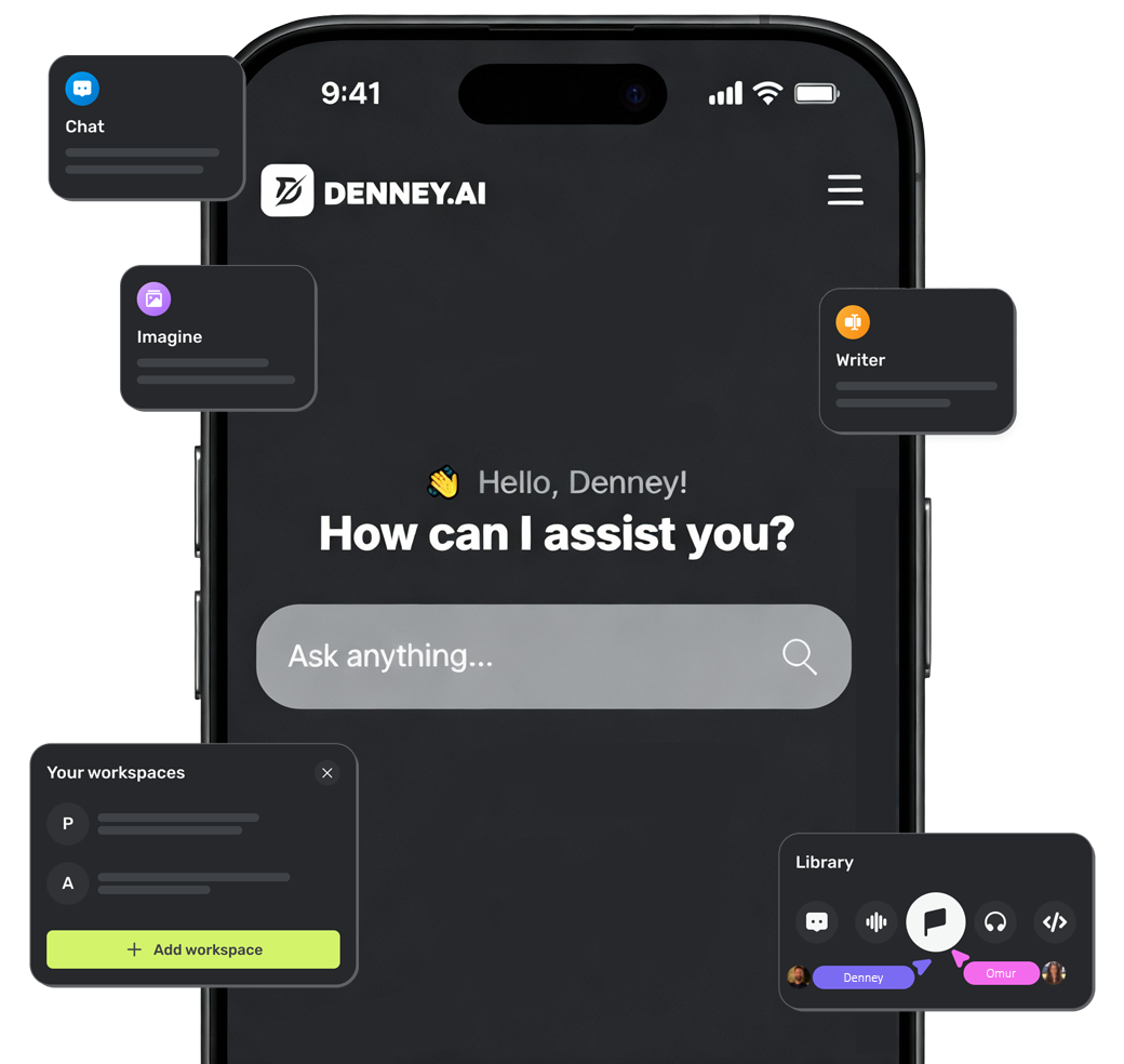 Denney.ai - All-in-one AI platform dashboard showing ChatGPT, Claude, and Gemini integration